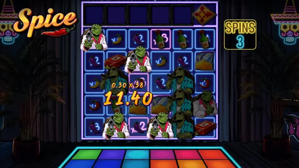 Skärmdump på NetEnts slot Spice och dess bonusfunktioner