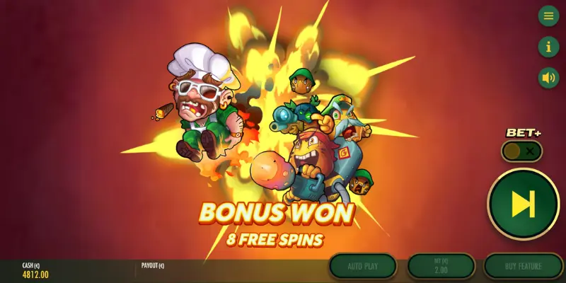 Skärmdump: free spins aktiveras i Hot Potato Battleground.