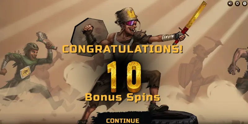 Skärmdump: free spins aktiveras i Aftermath.