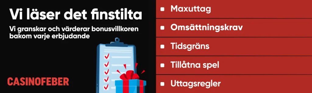 Casinofeber granskar bonusvillkoren