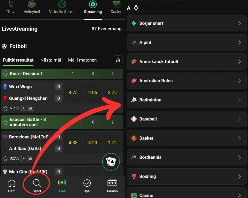 Alla sporter hos Bet365.