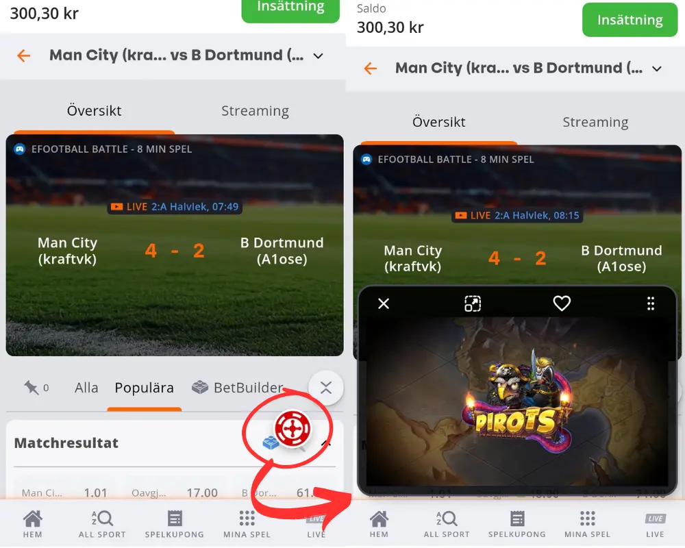 Minispel att spela mellan matcherna hos Betsson.