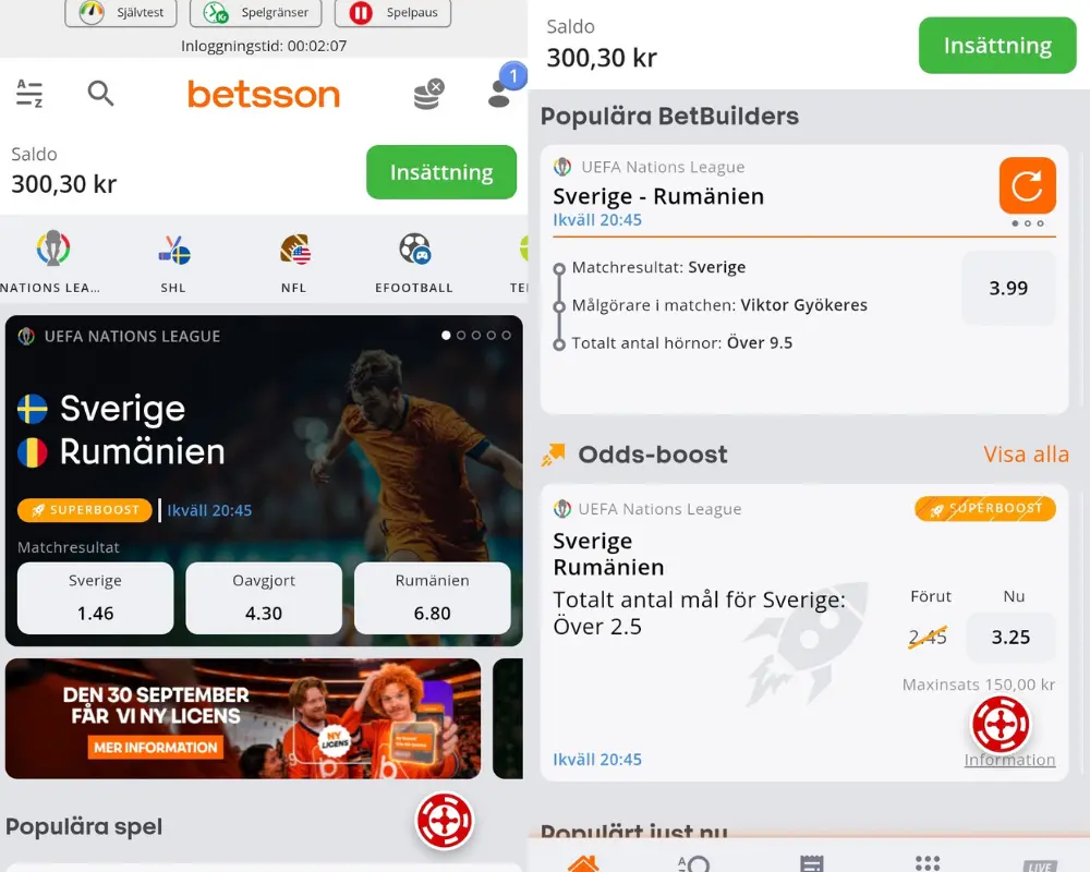 Betssons sportsbook.