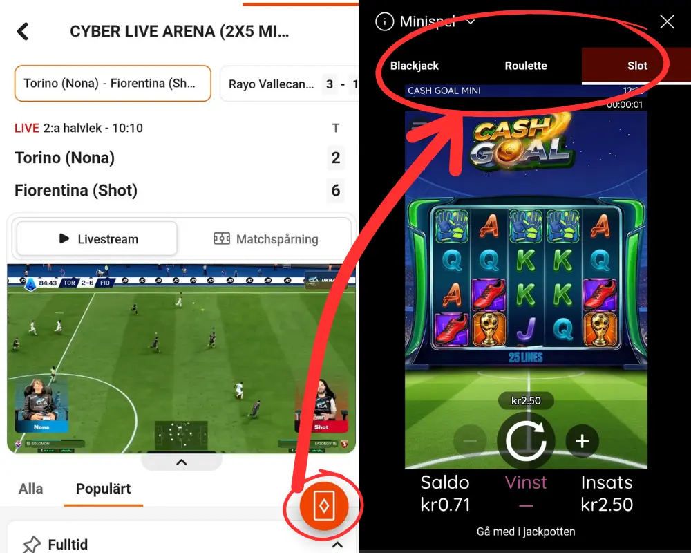 Minispel i sportsbooken i LeoVegas sportsbook.