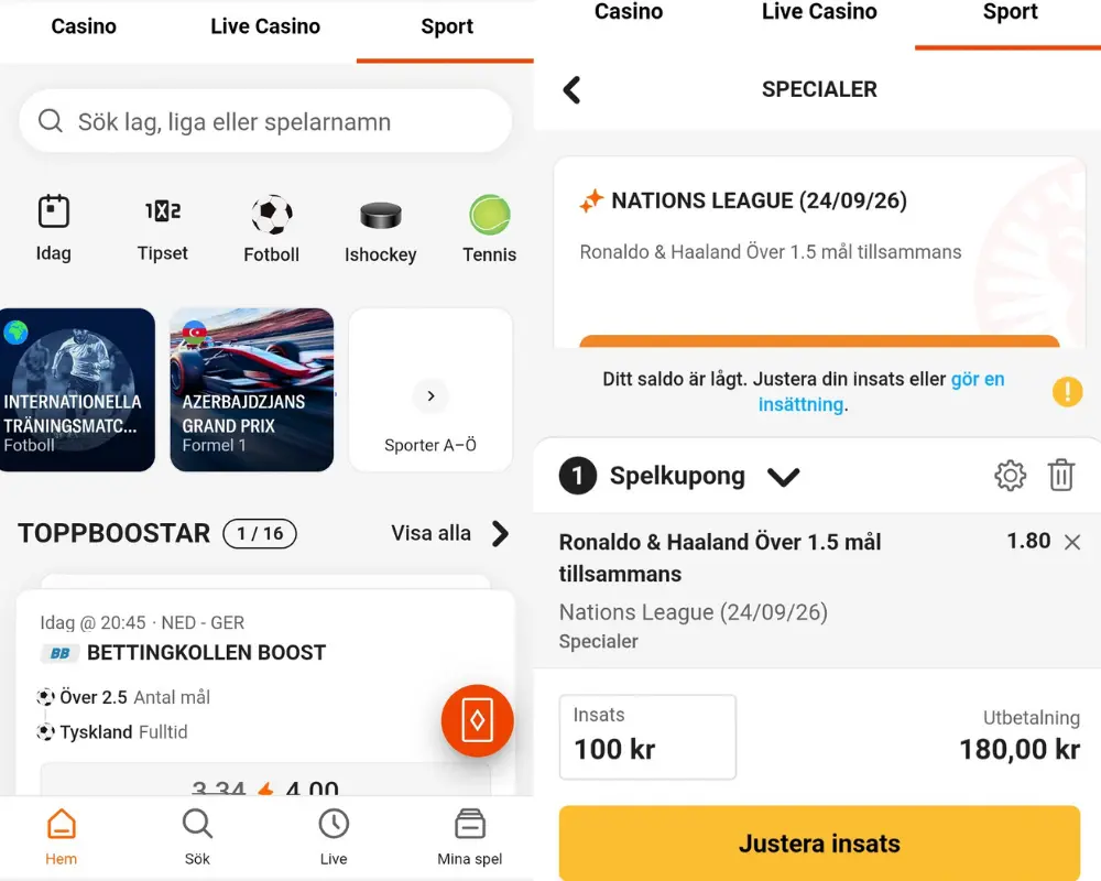 Leovegas sportsbook.