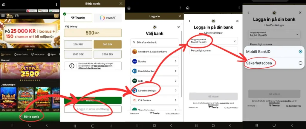 Mega Riches: hur du loggar in via bankdosa (Länsförsäkringar).