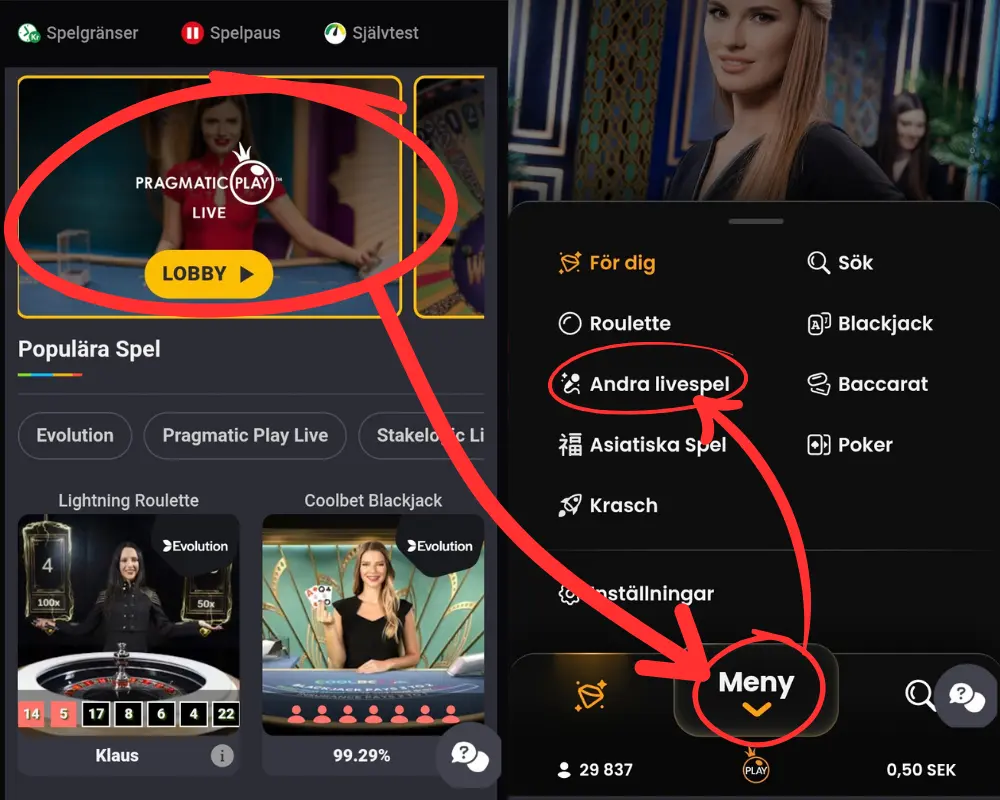 Här kontrollerar vi hur många gameshows som Pragmatic Play erbjuder via sin lobby.