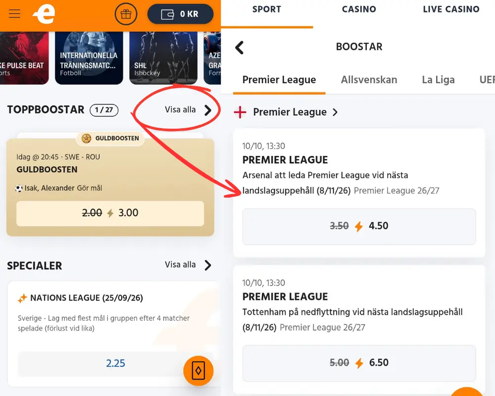 Boostade odds hos Expekt.