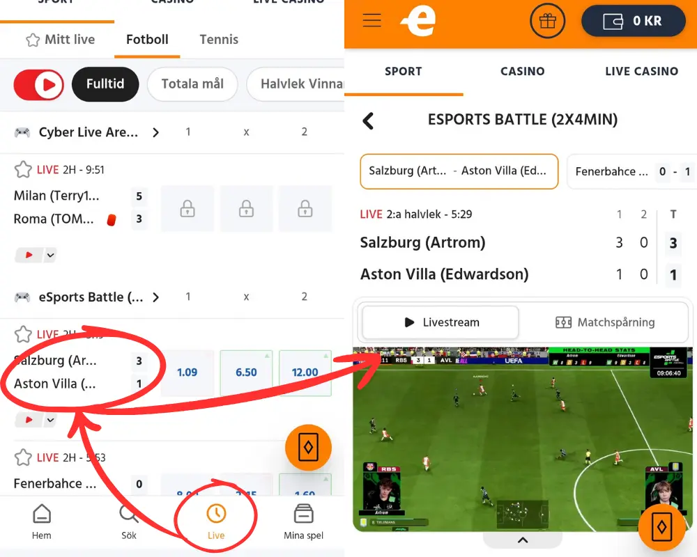 Live betting och streaming hos Expekt.