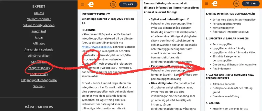 Integritetspolicy hos Expekt.