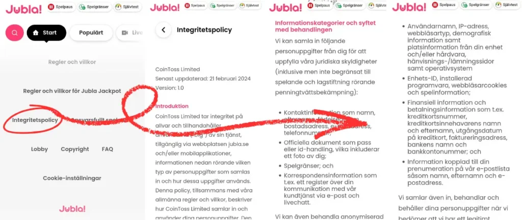 Integritetspolicy hos Jubla.