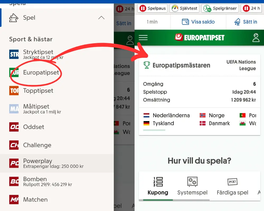 Europatipset hos Svenska Spel Sport och Casino: 2026-09-24.