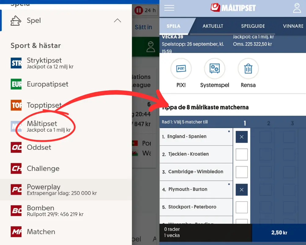 Måltipset hos Svenska Spel Sport och Casino: 2026-09-24.