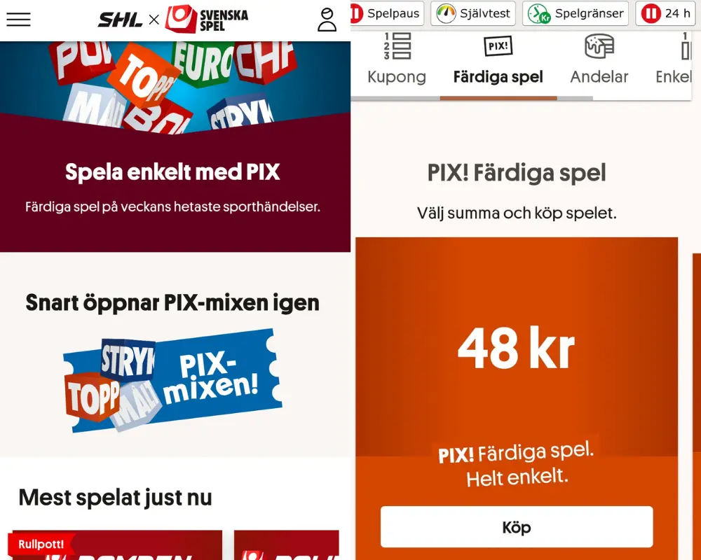 Svenska Spel Sport och Casino - Färdiga spel med PIX!