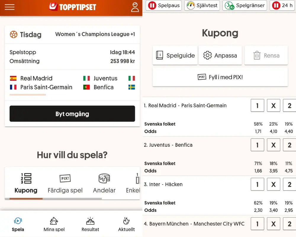 Svenska Spel Sport och Casino - Topptipset: kupong med PIX!