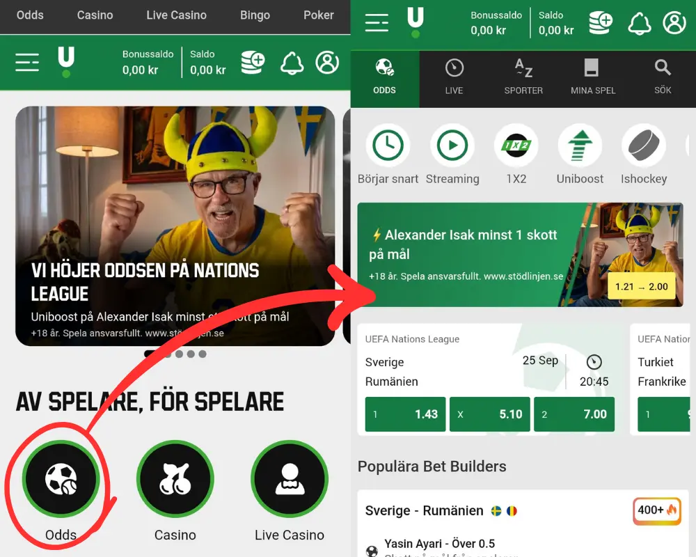 Unibets sportsbook.