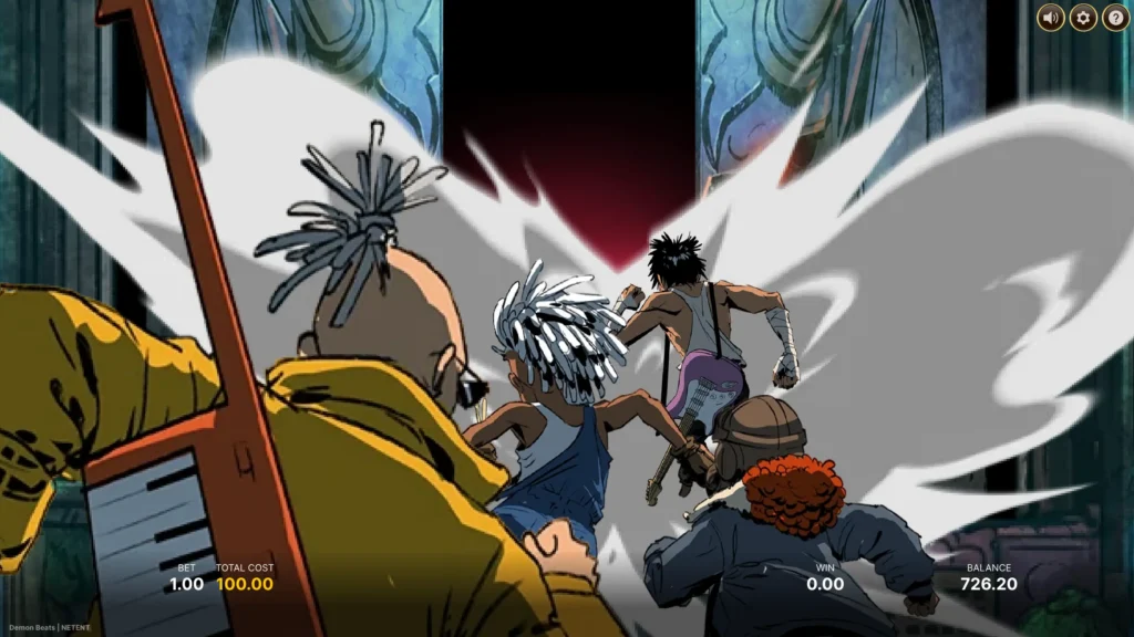 Skärmdump: grafik och animationer i Demon Beats.