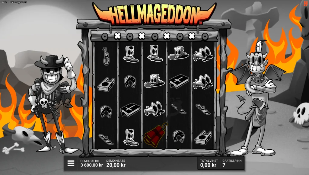 Skärmdumpar från vårt test av Hellmageddon och skillnaderna i grafik mellan vanligt spel och bonusfunktioner.