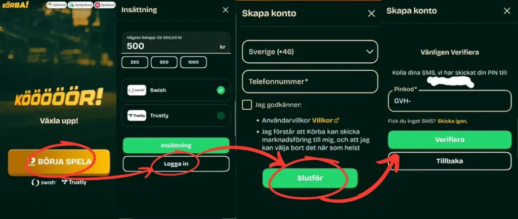 Vår registrering hos Körba (2026).