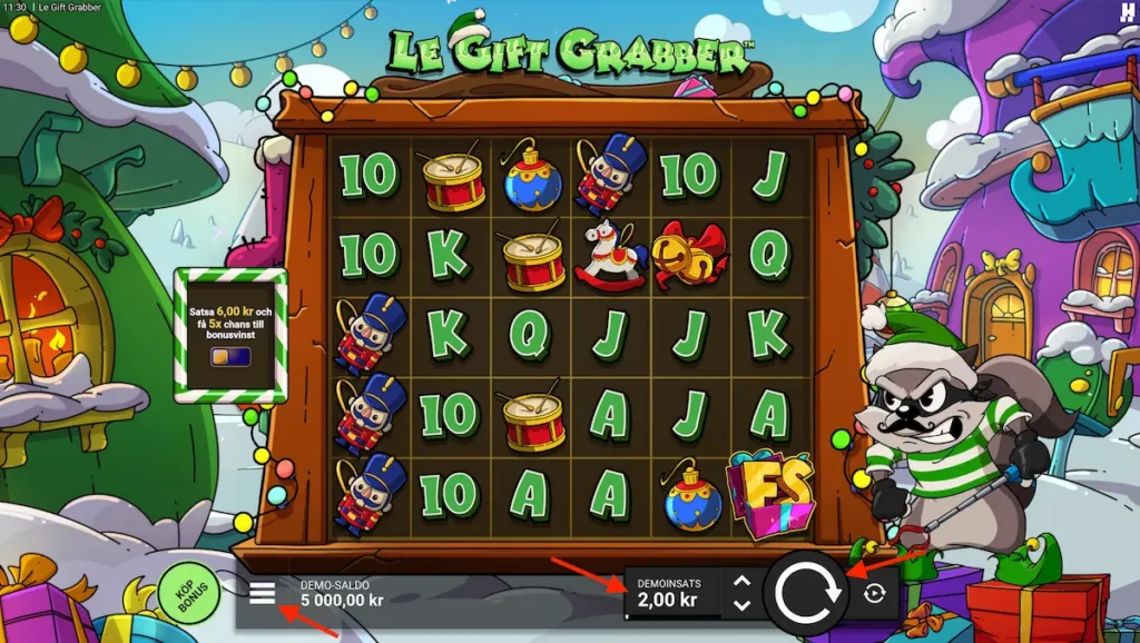 Le Gift Grabber kontrollpanel och inställningar