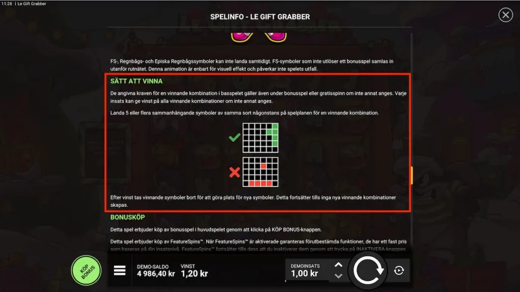 Le Gift Grabber slot vinstlinjer